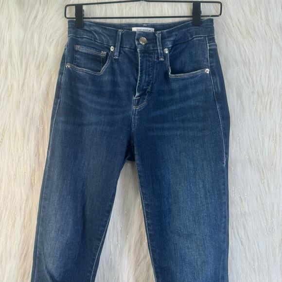 Good American Good Legs Crop Jeans Skinny Dark Wash Stretch Mid Rise 2/26 - Picture 2 of 9
